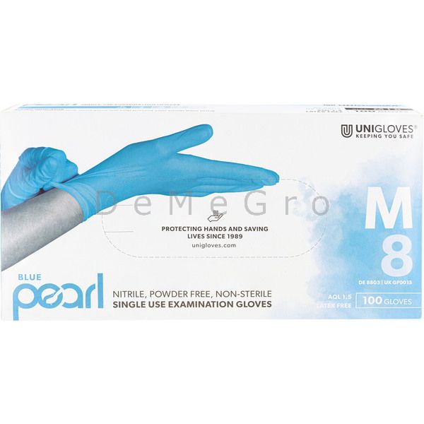 Artikel: Handschoenen Nitril Poedervrij Pearl Blue Medium